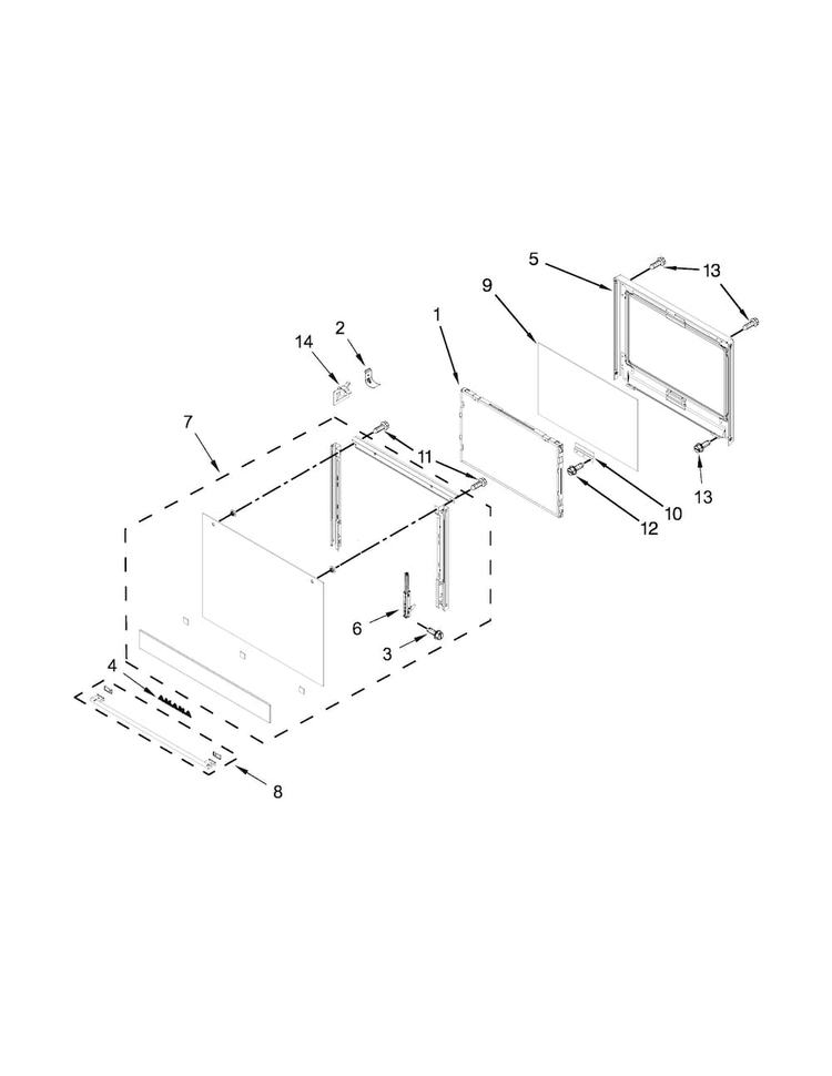 Oven Door Parts Diagram and Parts List for AWO6313SFB00  Amana Wall Oven