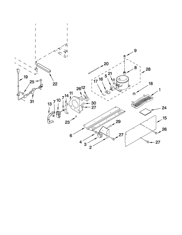 Unit Parts Diagram and Parts List for JUR248LBCX02  Jenn-Air Refrigerator