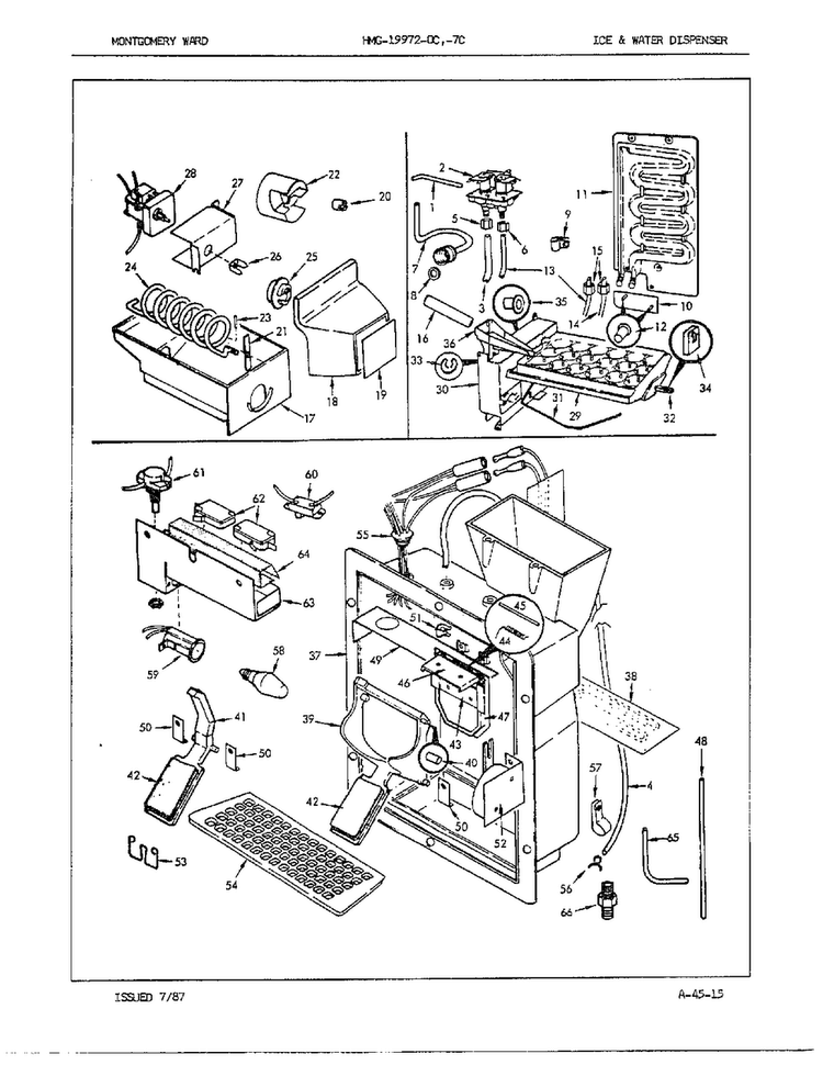 Ice/water Dispenser Diagram and Parts List for 19972C  Admiral Refrigerator