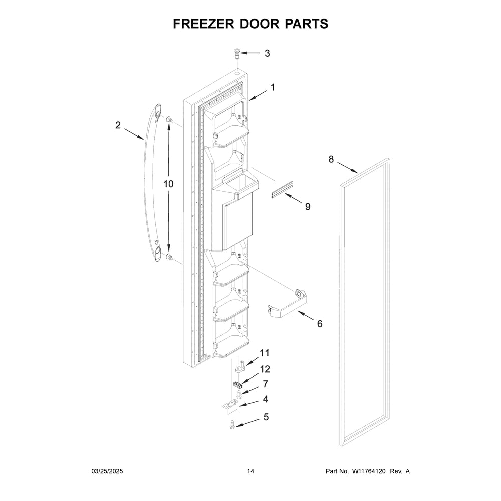Freezer Door Parts Diagram and Parts List for ASI2175GRB10  Amana Refrigerator
