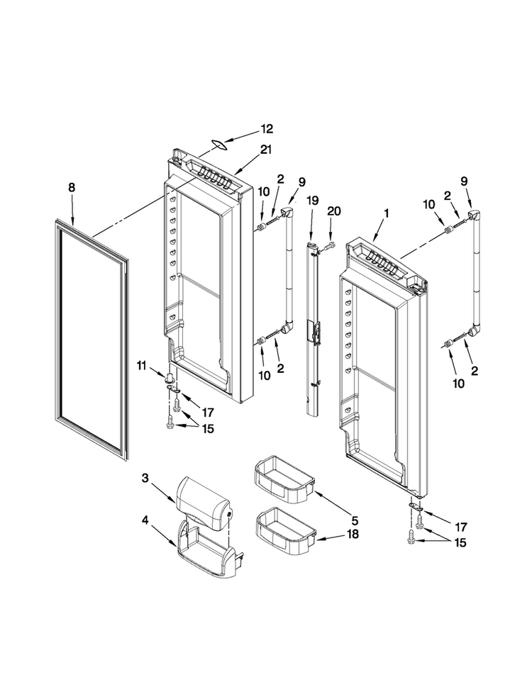 Refrigerator Door Parts Diagram and Parts List for JFC2290VEP10  Jenn-Air Refrigerator