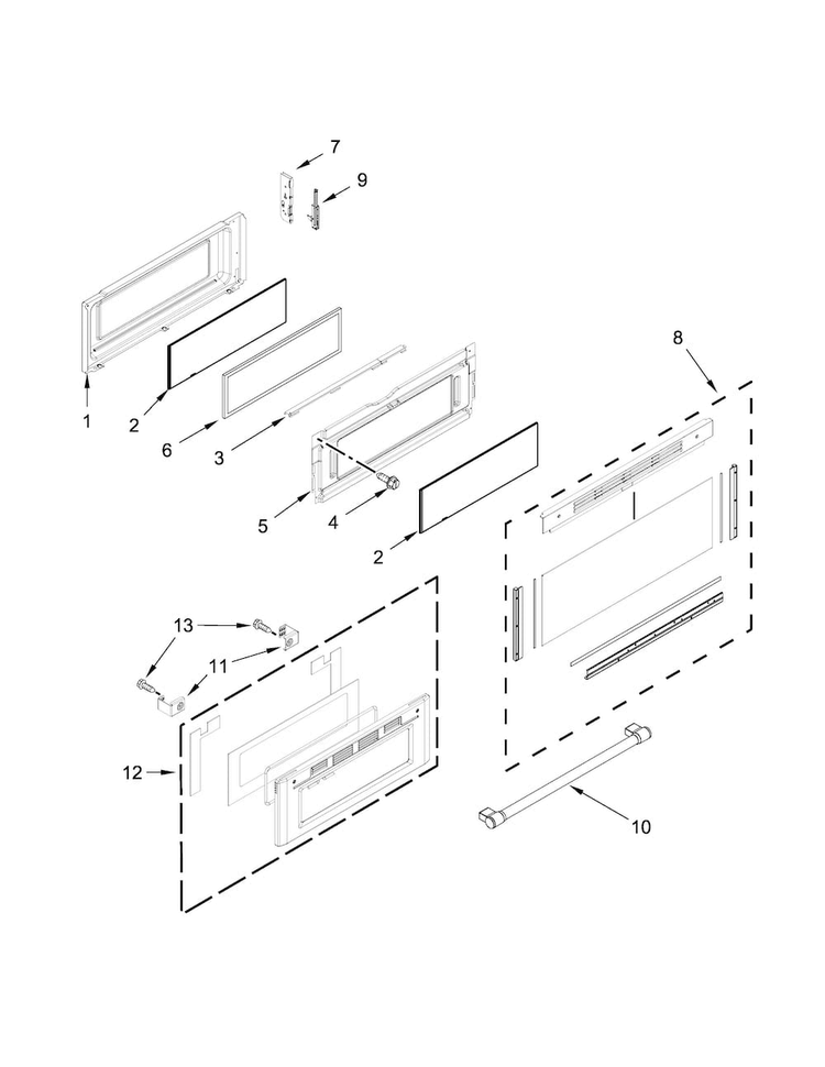 Upper Door Parts Diagram and Parts List for MET8720DS03  Maytag Range