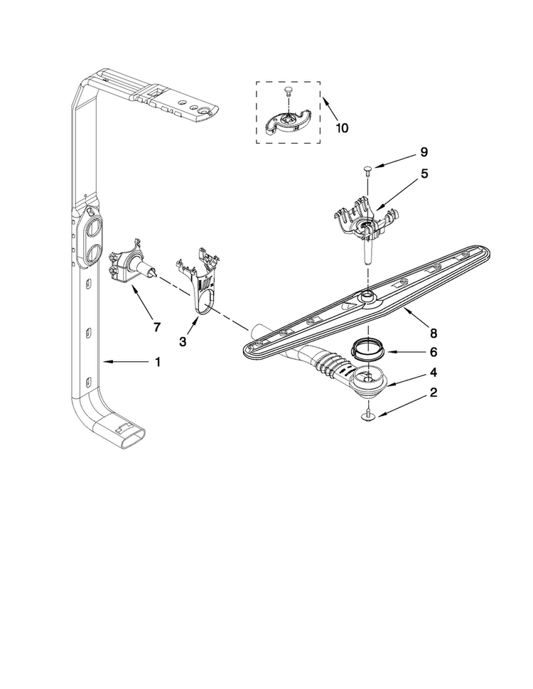 Upper Wash And Rinse Parts Diagram and Parts List for MDBH949PAB1  Maytag Dishwasher