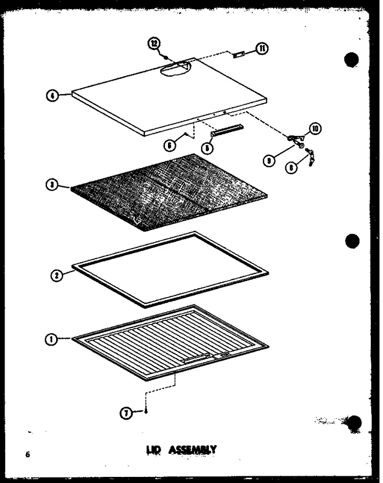 Lid Assembly Diagram and Parts List for C10B-A P7398033WA Amana Freezer