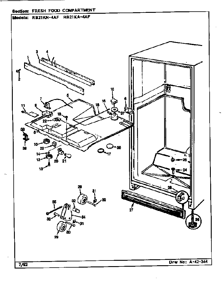 Fresh Food Compartment Diagram and Parts List for RB21KN4AF BG76C Magic Chef Refrigerator