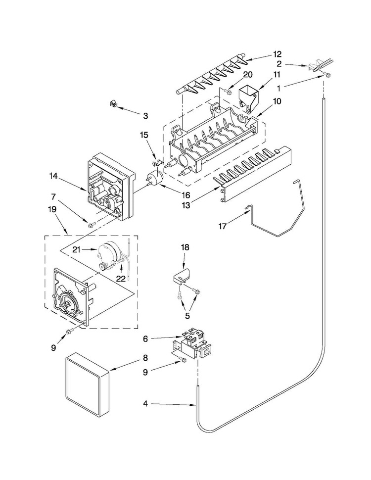 Icemaker Parts Diagram and Parts List for ASD2522WRW04  Amana Refrigerator