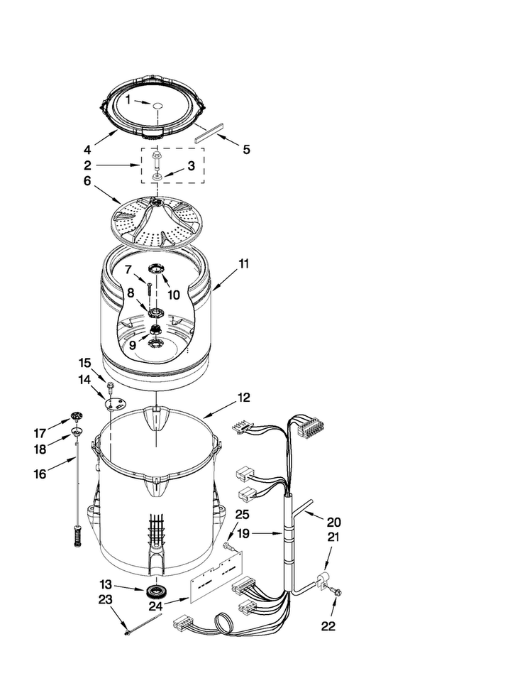 Basket And Tub Parts Diagram and Parts List for 3LMVWC400YW0  Maytag Washer