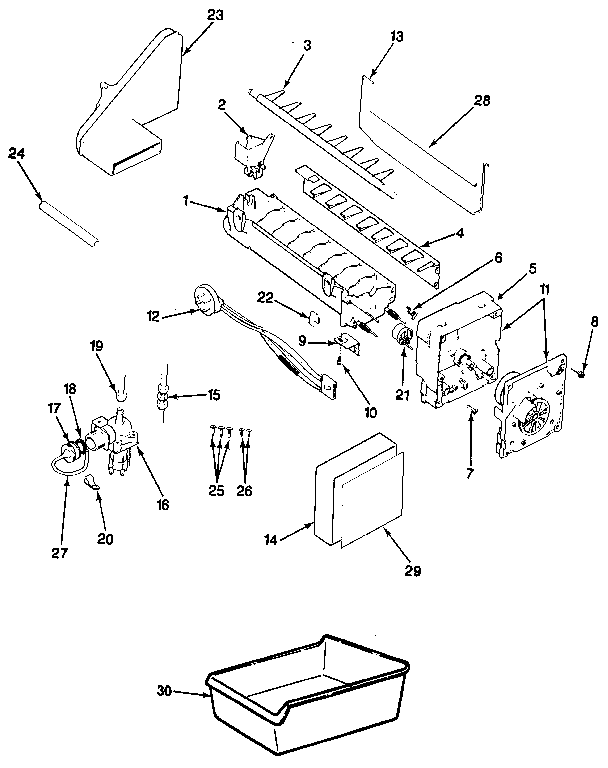 Ice Maker Diagram and Parts List for IMT105B M9X04A Jenn-Air Ice Maker