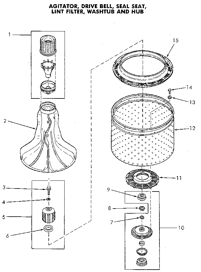 Basket And Agitator Diagram and Parts List for NA6821L33838  Speed Queen Washer