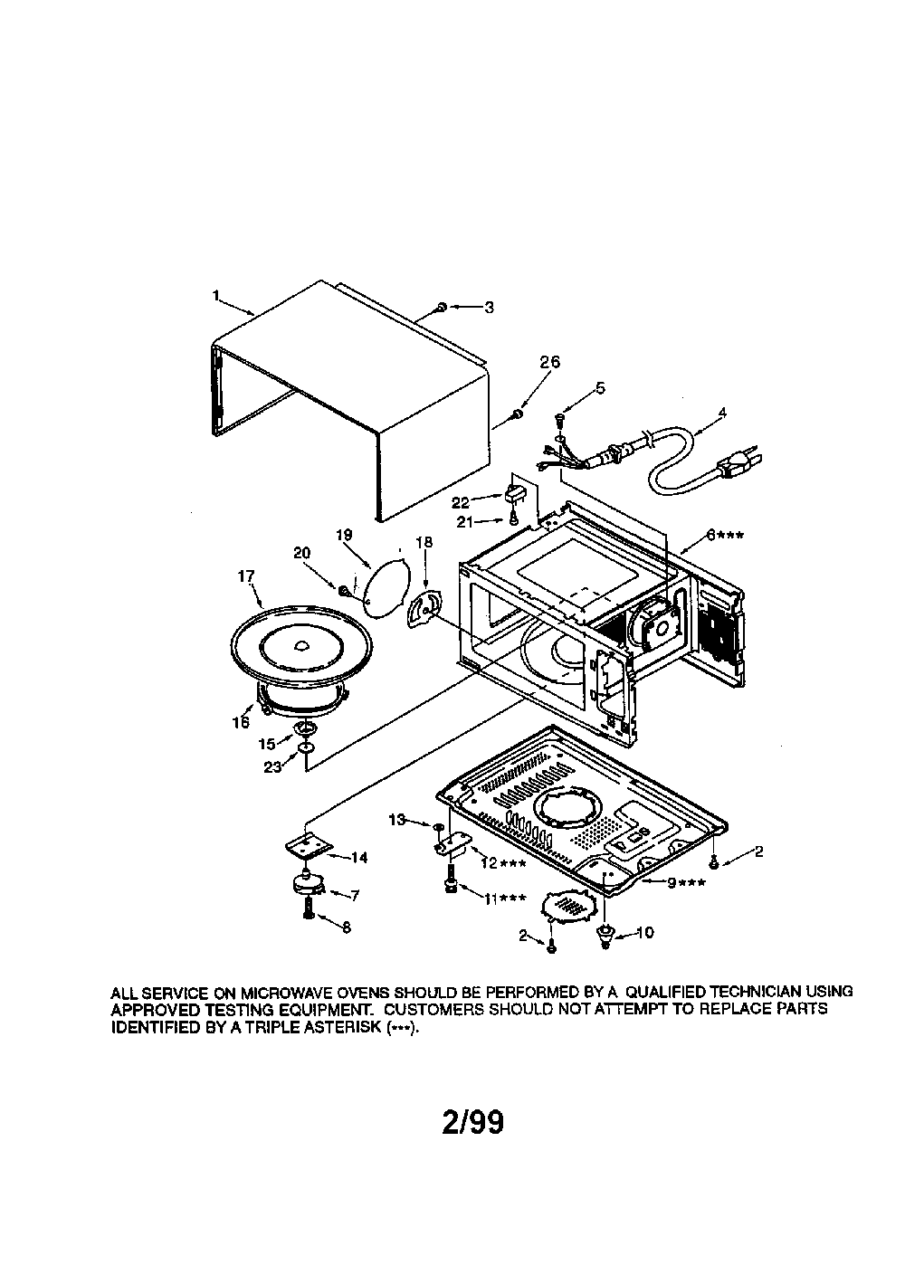 Cabinet Diagram and Parts List for 56569421890  Kenmore Microwave
