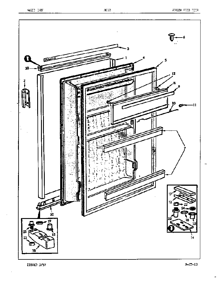 Fresh Food Door Diagram and Parts List for RC10SM 86S00 Maytag Refrigerator