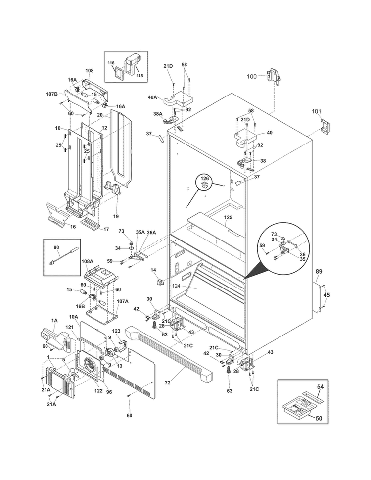 Cabinet Diagram and Parts List for CFD28SDS9  Crosley Refrigerator