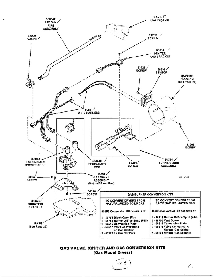 Gas Valve/igniter And Gas Conversion Kits Diagram and Parts List for 7493-LEM437  Amana Dryer