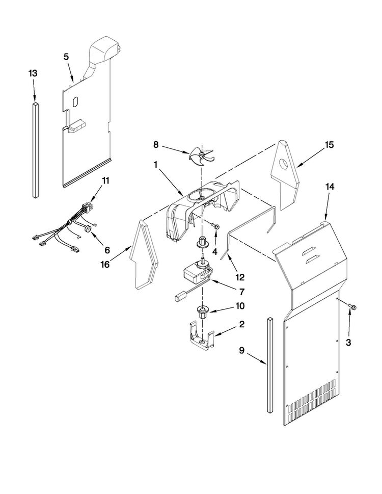 Air Flow Parts Diagram and Parts List for MSD2542VES04  Maytag Refrigerator