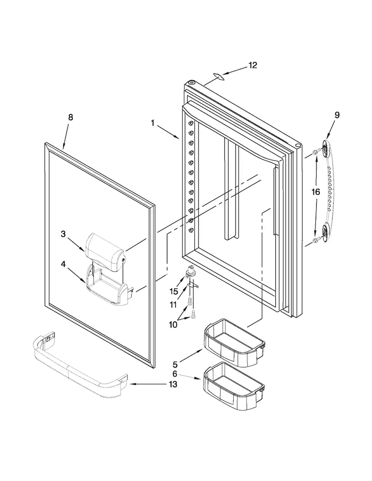 Refrigerator Door Diagram and Parts List for MBR1957WES3  Maytag Refrigerator