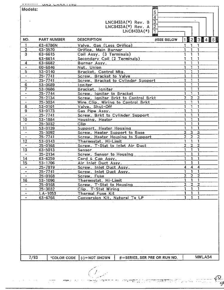 Gas Carrying Page 2 Diagram and Parts List for 8433A  Norge Dryer