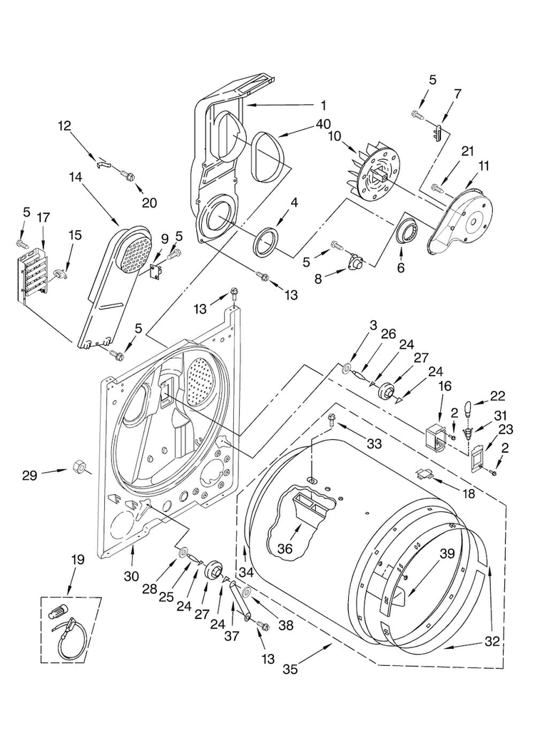 Bulkhead Parts, Optional Parts Diagram and Parts List for NED4800VQ0  Amana Dryer