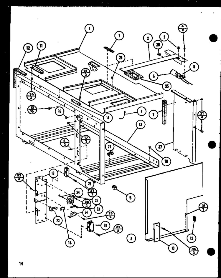 Section 13 Diagram and Parts List for RCR-7 P85515-6S Amana Range