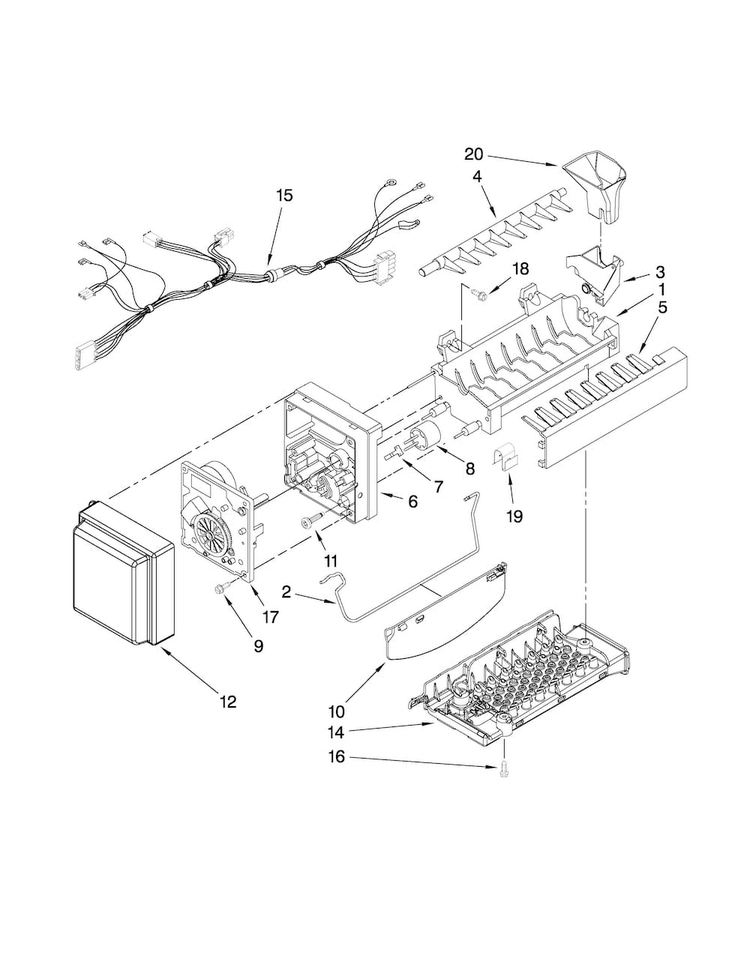 Icemaker Parts Diagram and Parts List for MFX2571XEW0  Maytag Refrigerator