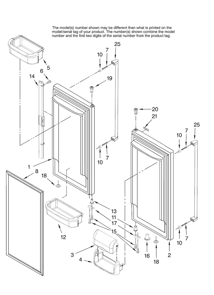 Refrigerator Door Parts Diagram and Parts List for JFC2089HES13  Jenn-Air Refrigerator