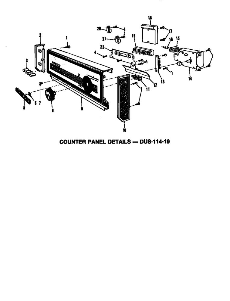 Counter Panel Details Diagram and Parts List for DUS-414-19  Maytag Dishwasher