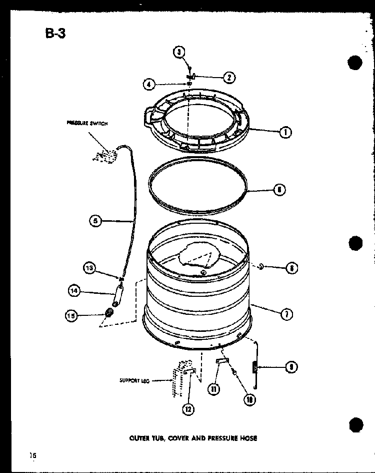 Outer Tub Diagram and Parts List for TAA200 P75751-13W Amana Washer