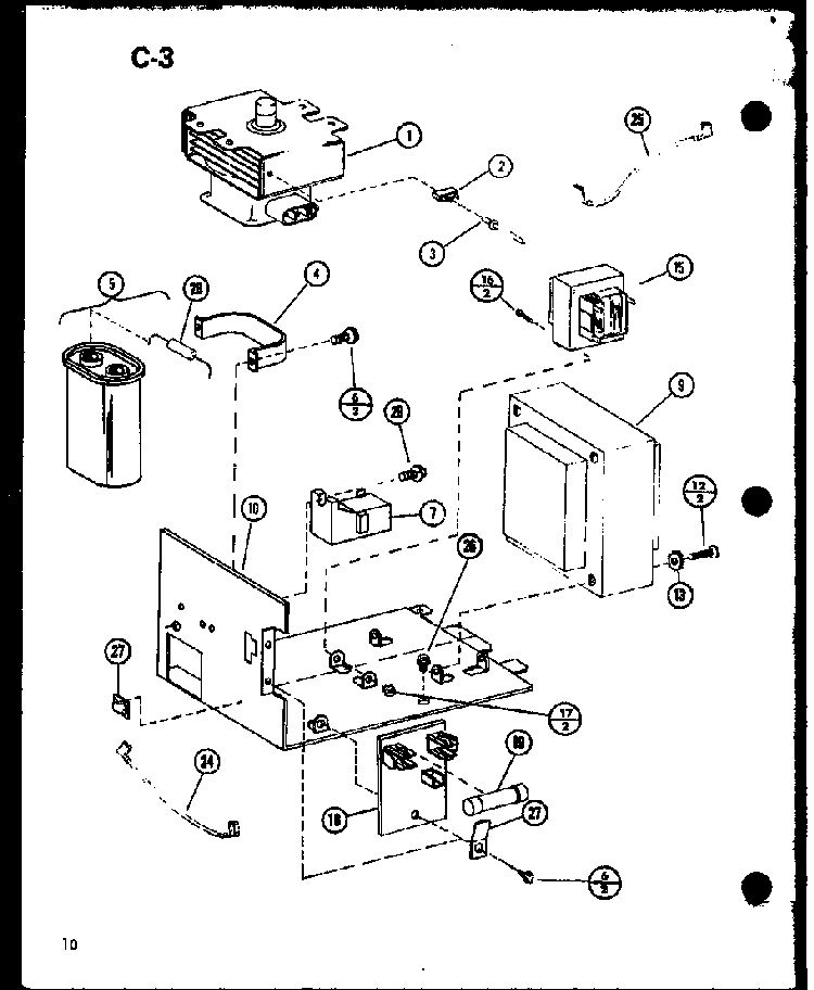 Section 6 Diagram and Parts List for MVH-900 P75409-3M Amana Microwave