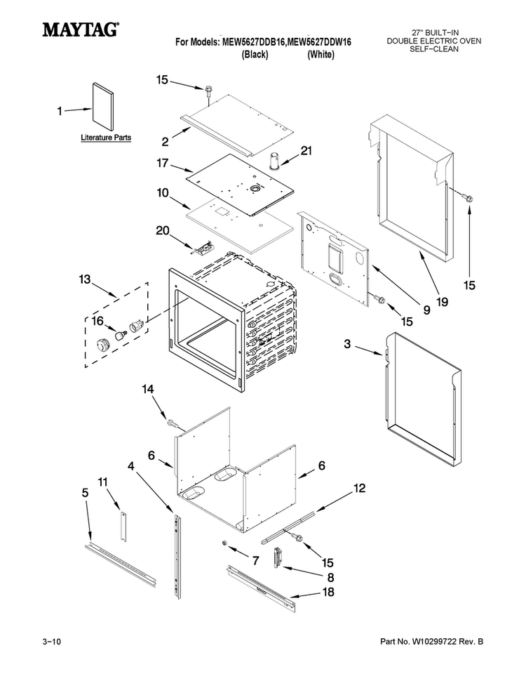 Oven Parts Diagram and Parts List for MEW5627DDW16  Maytag Wall Oven