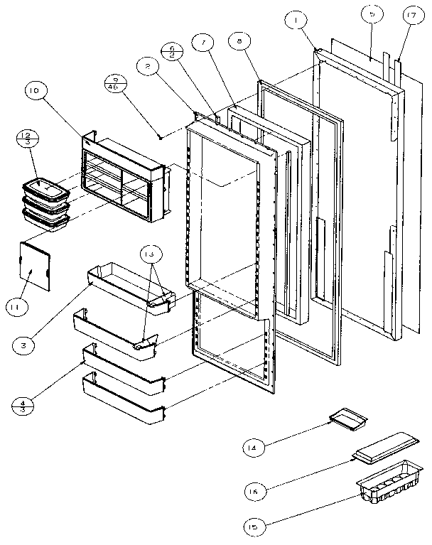 Refrigerator Door Diagram and Parts List for 36271-P1121802W  Amana Refrigerator