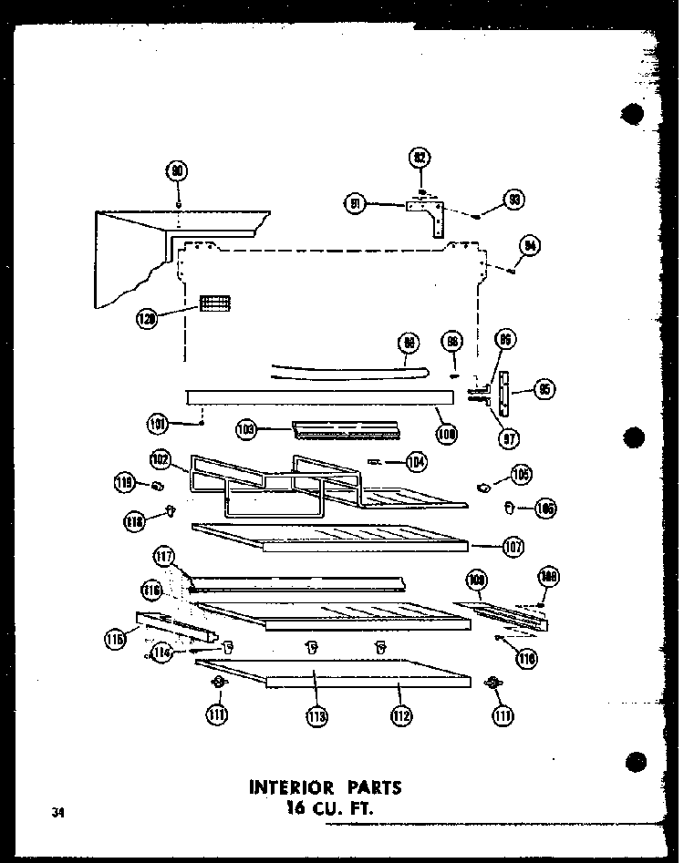 Interior Parts 16 Cu. Ft. Diagram and Parts List for T16J-P60236-9W  Amana Refrigerator