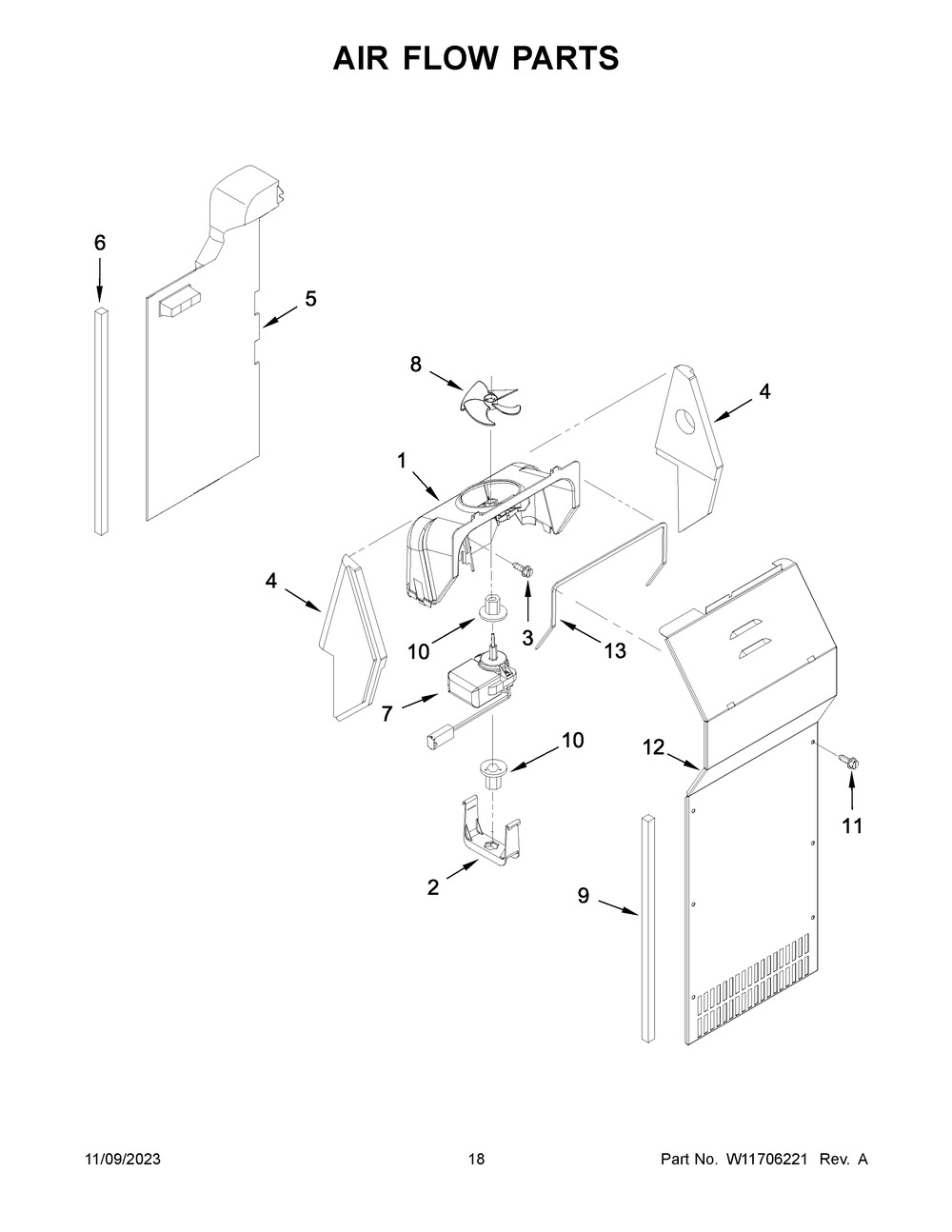 Air Flow Parts Diagram and Parts List for ASI2175GRS09  Amana Refrigerator