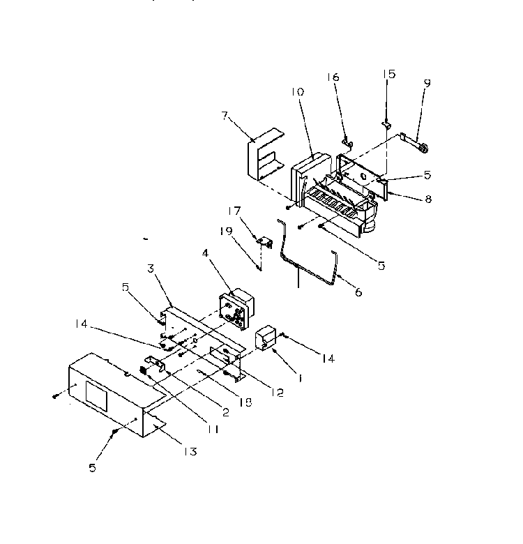 Ice Maker Parts Diagram and Parts List for SXD22S2E-P1190416WE  Amana Refrigerator