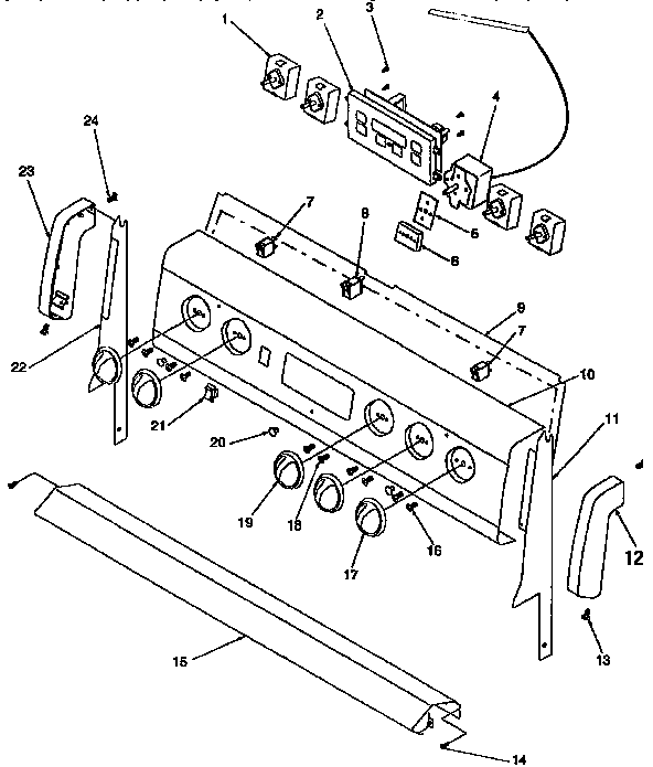 Backguard Diagram and Parts List for ART6110W P1143429NW Amana Range