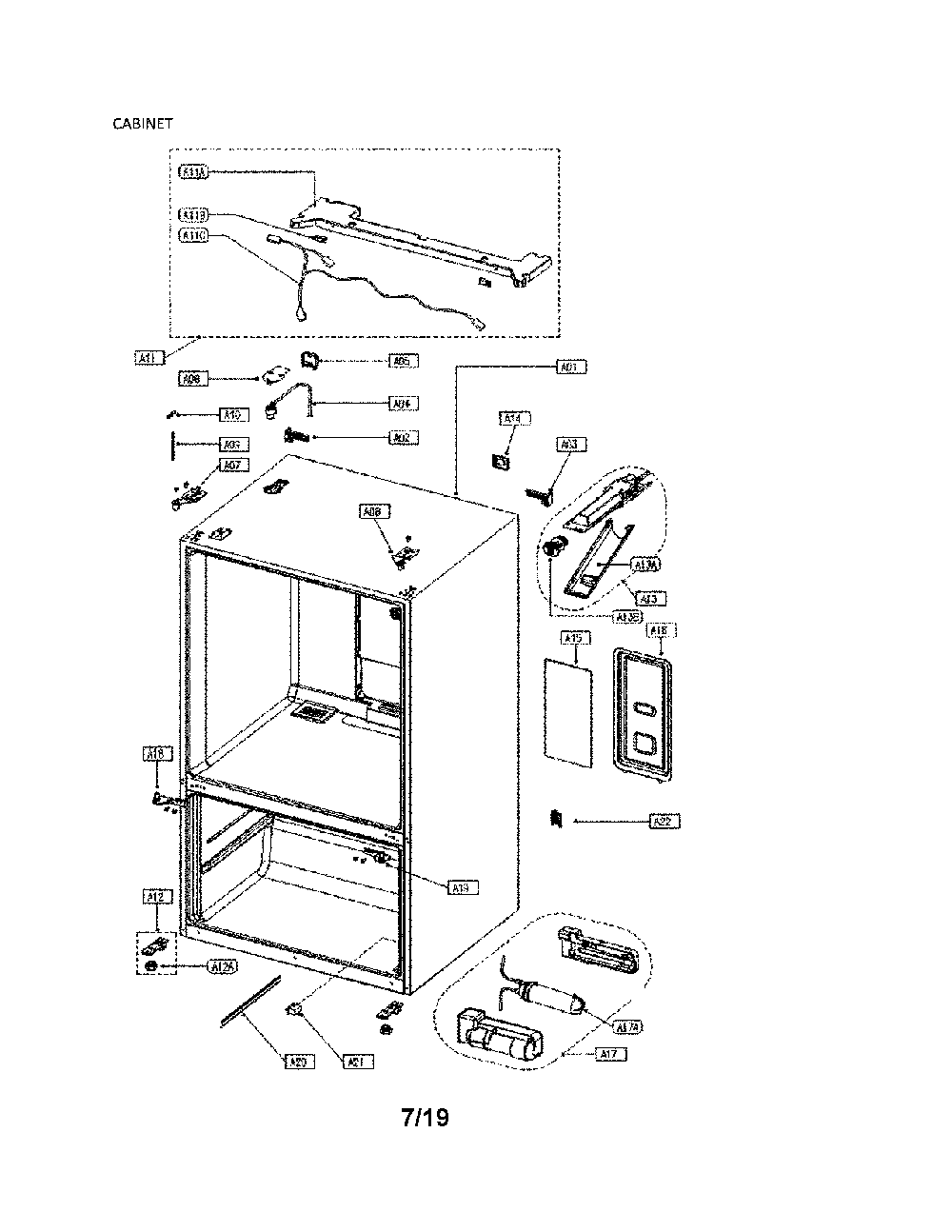 Cabinet Diagram and Parts List for 11173307911  Kenmore Refrigerator