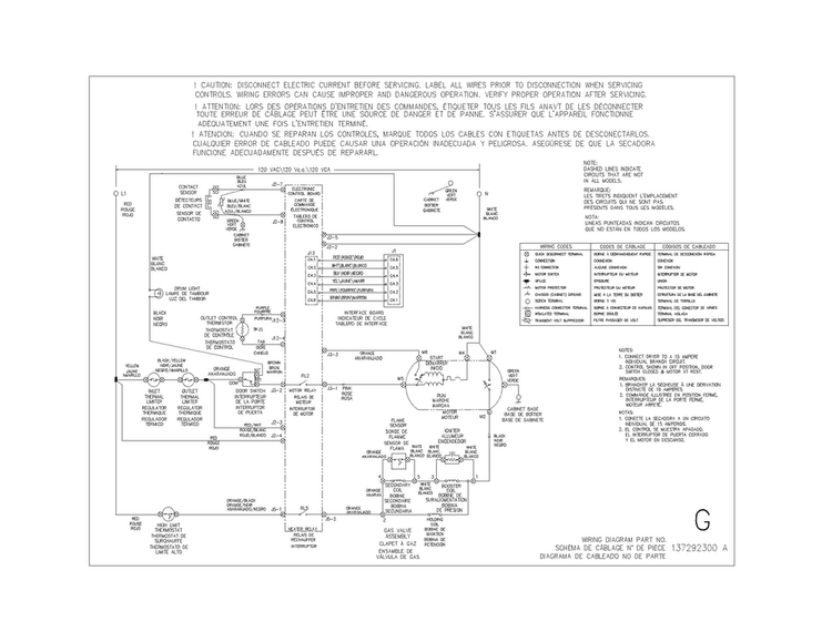 Wiring Diagram Diagram and Parts List for CDG7700LW1  Crosley Dryer