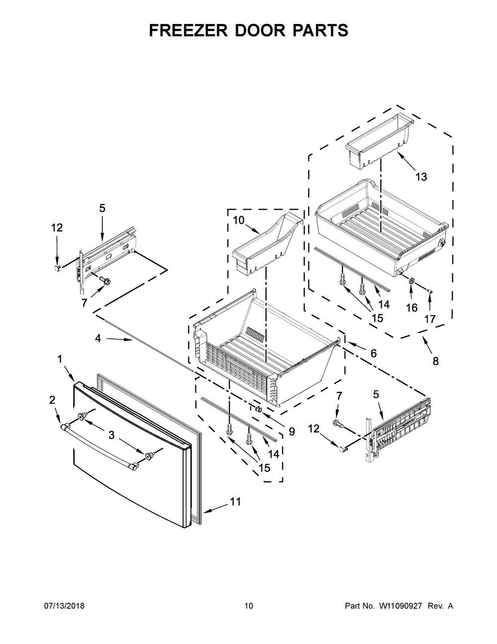 Freezer Door Parts Diagram and Parts List for MFT2776FEZ01  Maytag Refrigerator
