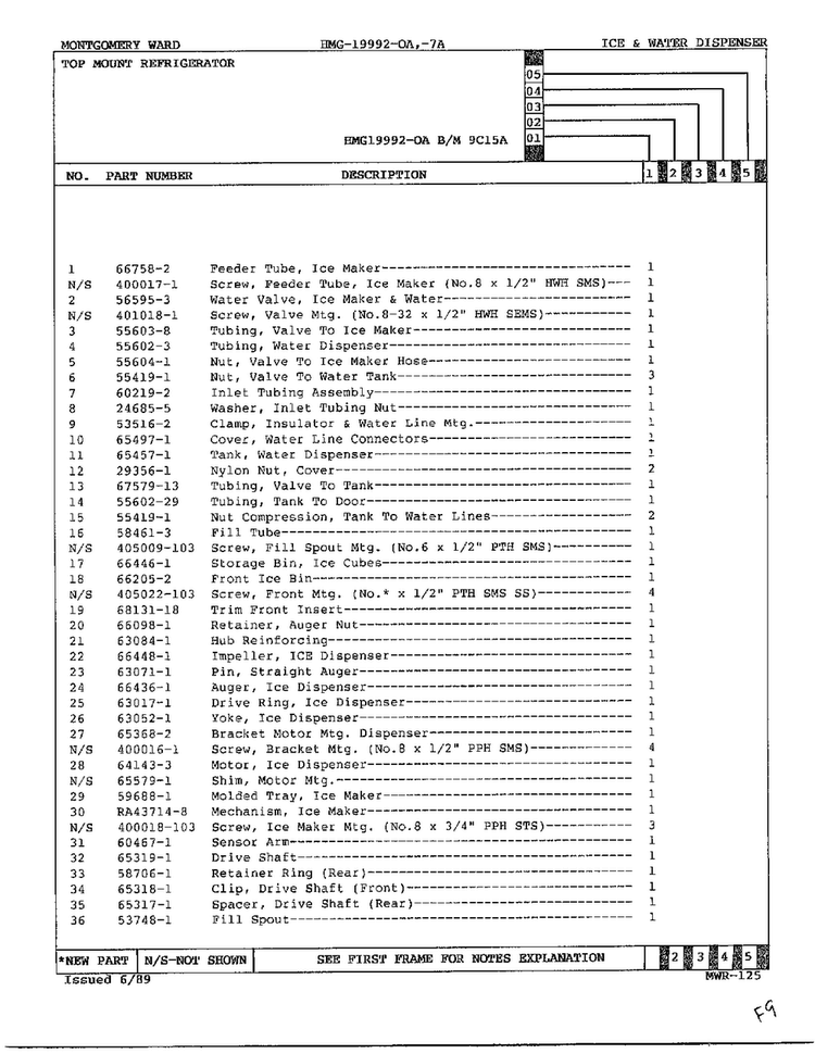 Ice And Water Dispenser Page 2 Diagram and Parts List for 19992A  Admiral Refrigerator