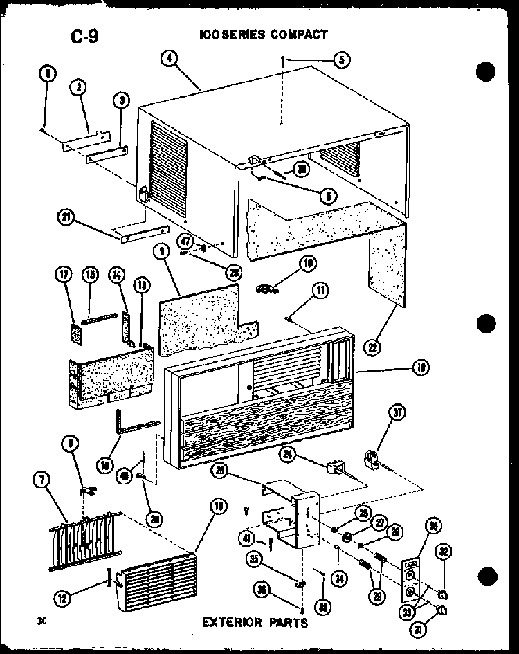 Exterior Parts Diagram and Parts List for 11-5J P54336-67R Amana Air Conditioner