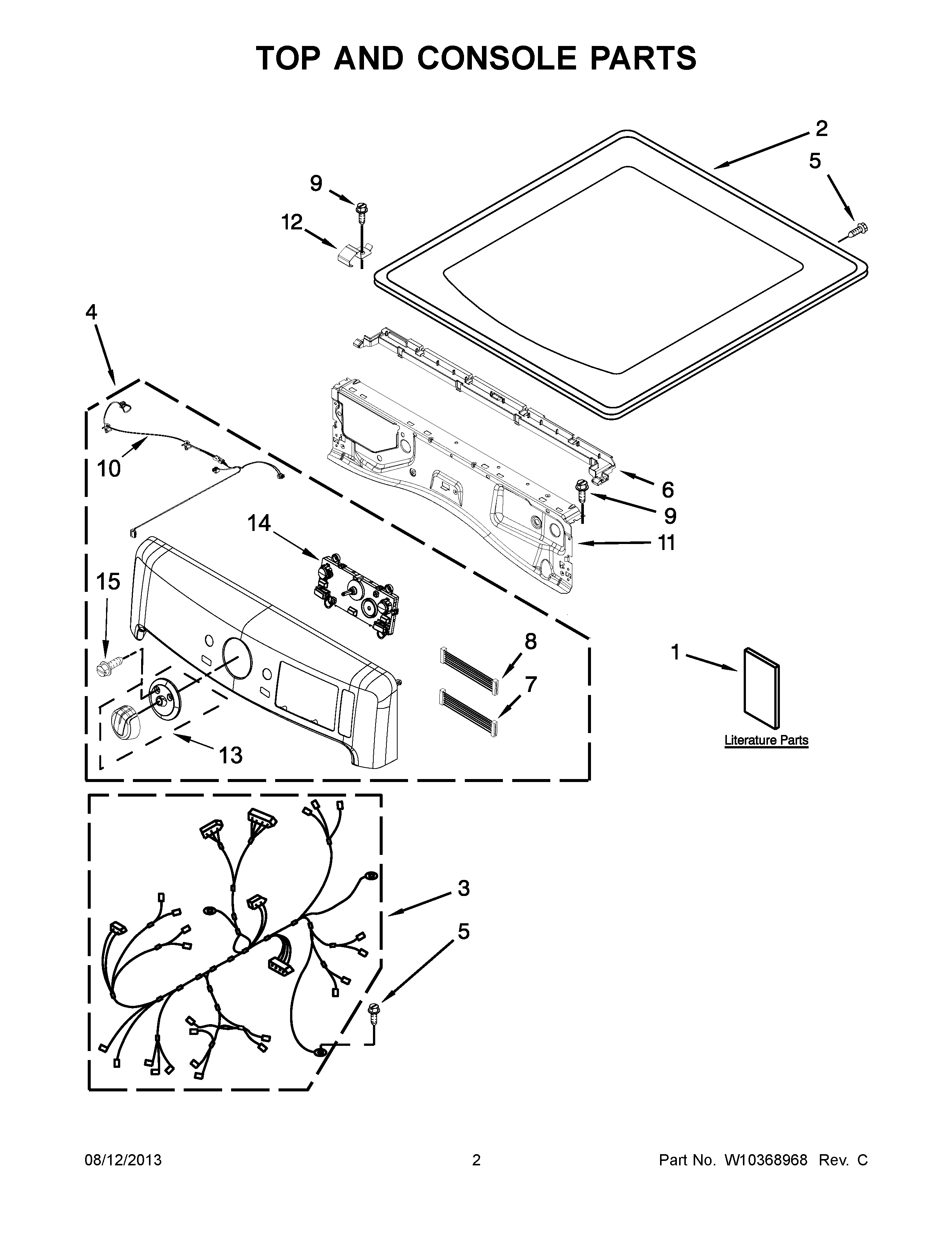 02 - TOP AND CONSOLE PARTS Diagram and Parts List for YMED6000XR0  Maytag Dryer