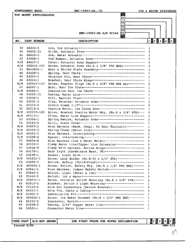 Ice And Water Dispenser Page 3 Diagram and Parts List for 19993A  Admiral Refrigerator