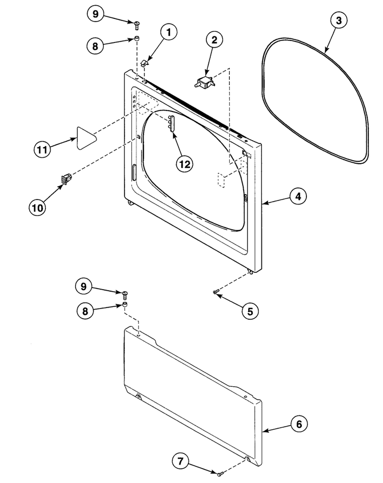 Frront Panel Diagram and Parts List for SDE807QF  Speed Queen Dryer