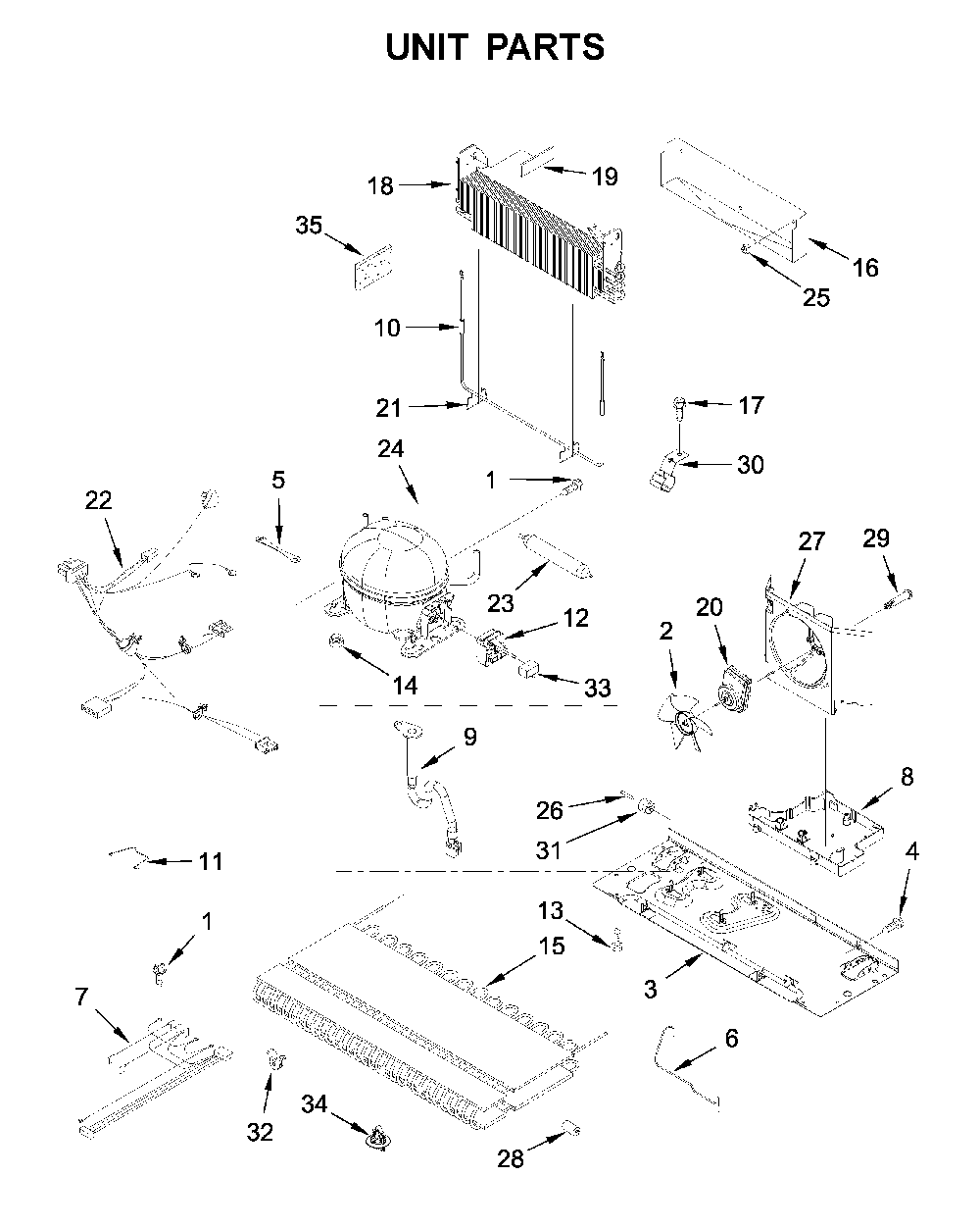 Unit parts Diagram and Parts List for MFF2558FEZ05  Maytag Refrigerator
