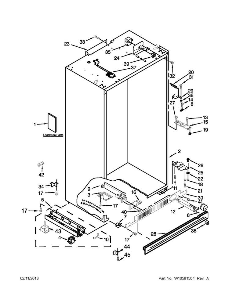 Cabinet Parts Diagram and Parts List for JS42SEDUDW14  Jenn-Air Refrigerator