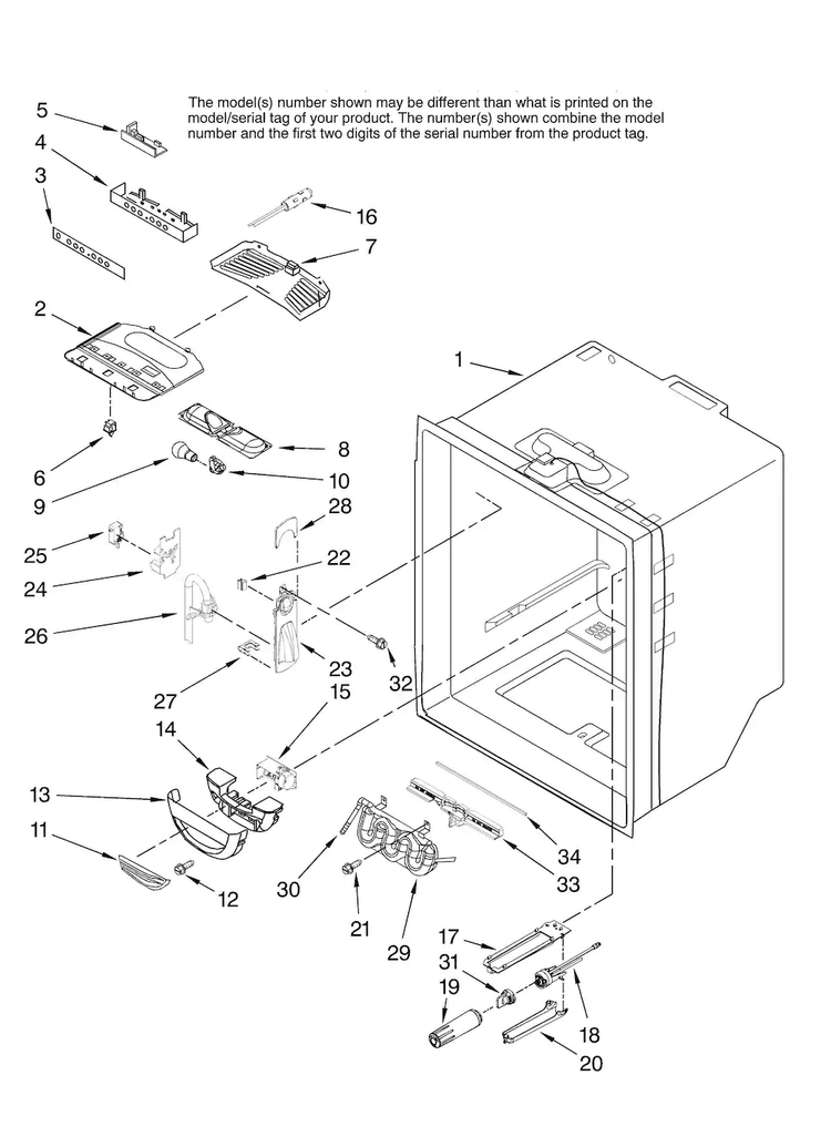 Refrigerator Liner Parts Diagram and Parts List for MFD2562KES11  Maytag Refrigerator