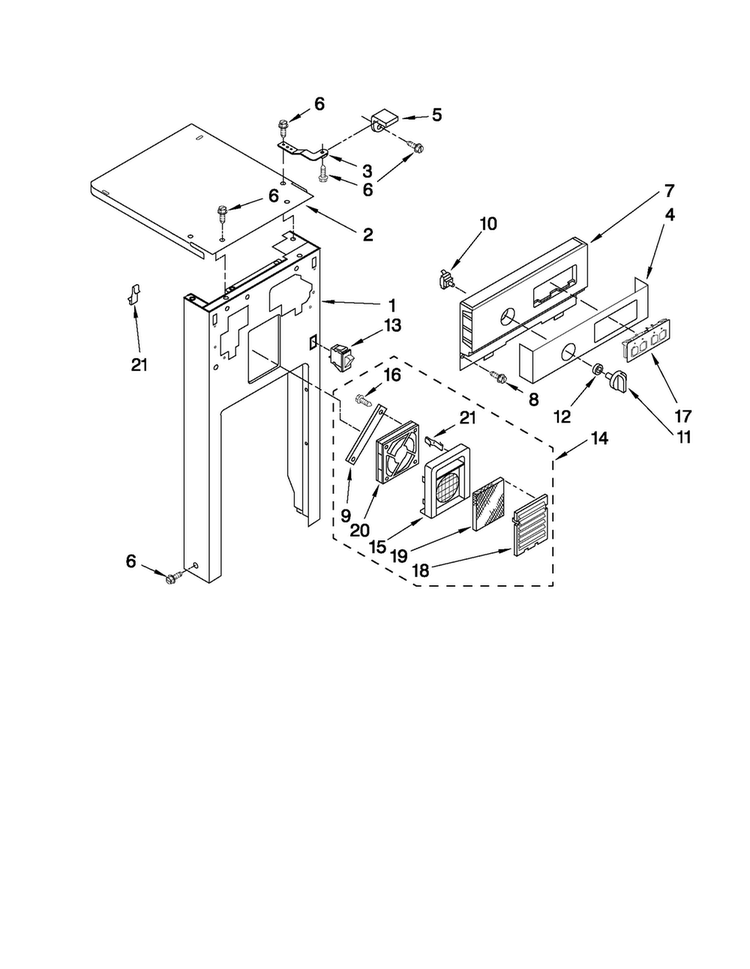 Panel And Control Parts Diagram and Parts List for MTUC7000AWW2  Maytag Trash Compactor