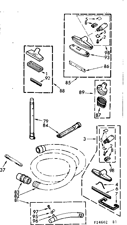 Attachment Parts Diagram and Parts List for 11624602  Kenmore Canister Vacuum