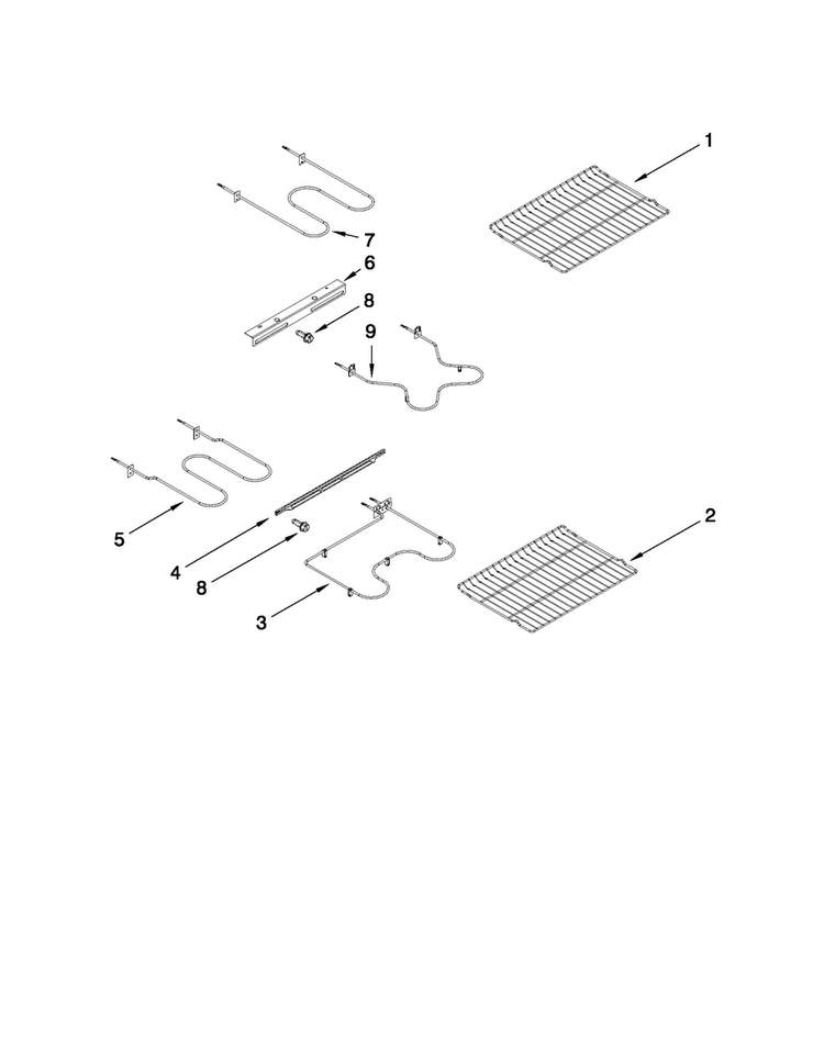 Rack And Element Parts Diagram and Parts List for MER6755AAS26  Maytag Range