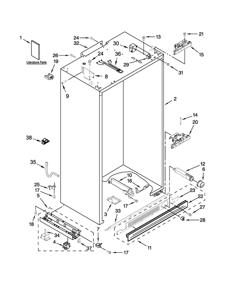 Cabinet Parts Diagram and Parts List for JS42NXFXDE00  Jenn-Air Refrigerator