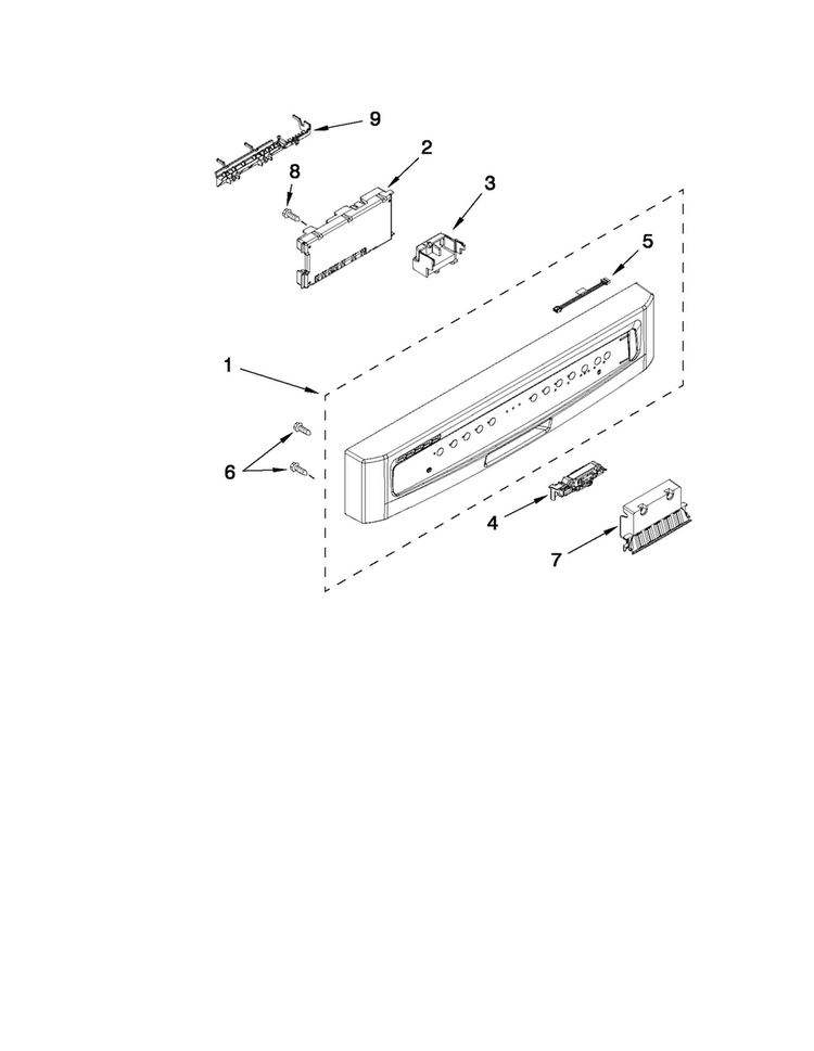 Control Panel And Latch Parts Diagram and Parts List for MDBH949PAB1  Maytag Dishwasher
