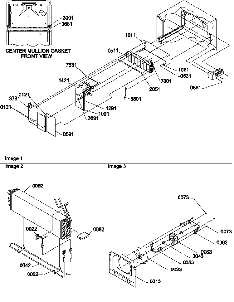 Evaporator And Fan Motor Assemblies Diagram and Parts List for TR21VL-P1309401WL  Amana Refrigerator